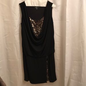 Ronni Nicole LBD with golden sequin detail
